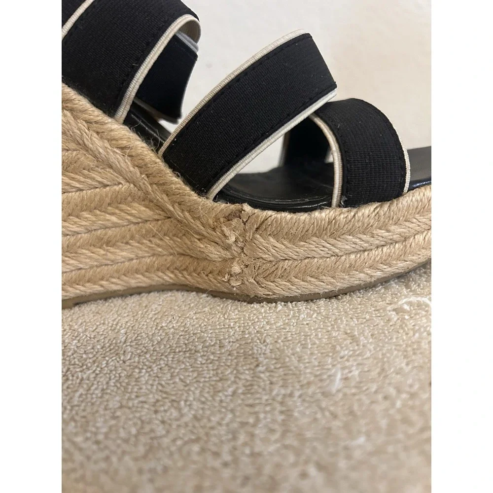 STEVE MADDEN Erryn Wedge Sandals Size 8 Espadrilles Navy Blue and Brown-JKL-1-A